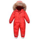 -30 Russian Winter Snowsuit Girls And Boys Jacket 80% Duck Down Outdoor Clothes Warm Boys Climbing For Kids Jumpsuit 4-8y