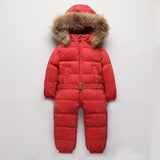 -30 Russian Winter coat Snowsuit Boy Baby Down Jacket Outdoor Infant Clothes Girls Climbing For Kids Jumpsuit parka real fur