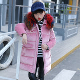 '-30 degrees Russia Winter down cotton Jacket Girl Hooded Colored Fur Coll Co Child Clothes Thick warm girls clothing parka