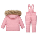 -30 degrees Winter Duck Down Jackets Kids Snowsuits Girl Parka Coat Boy Real Fur Outerwear Children Warm Overalls Baby Jumpsuit