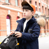 -30Degrees Children winter jacket   Thick warm Kids down coat for boys real fur collar baby girl snowsuit clothes