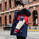 -30Degrees winter children' winter clothes Large size windproof thick coat for boys Long warm down coat for girls Fur collar