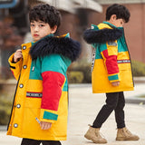 -30Degrees winter children' winter clothes Large size windproof thick coat for boys Long warm down coat for girls Fur collar