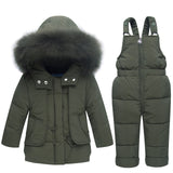 '-35 Degree 2018 Winter Warm Baby Duck Down Jacket for Boy Girl Children Clothing Set Co Kids Clothes Warm Fur Hooded Outerwear