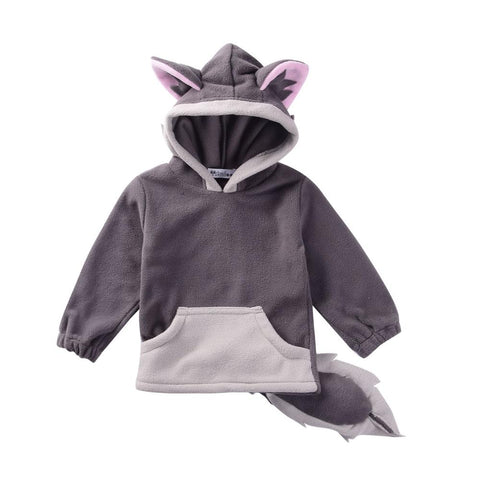 3D Cartoon Fox Baby Girls Sweatshirts Grey Full Sleeved Newborn Boys Hooded Hoodies Autumn Full Sleeve Infant Coats Winter 0-2Y