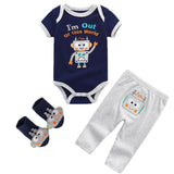 3Pcs Baby Boys Gift Collection Sets Baby Clothing Set Baby Girl Summer Dress Rompers Bodysuits+Pants+Socks Infant Set 6-12 Month