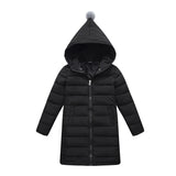 4 to 13year Girls Coats cotton-padded warm outerwears winter long pattern solid color hoodies children jackets kids clothes