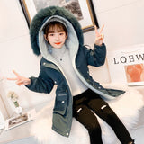 5 6 9 10 12 Years Old Young Girls Warm Coat Winter Parkas Outerwear Teenage Outdoor Outfit Children Kids Girls Fur Hooded Jacke
