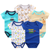 5 PCS/LOT Baby Rompers 2016 Summer Baby Clothing Set Cartoon Romper Infant Newborn Baby Boy and Girl Clothes Overall Jumpsuit
