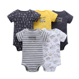 5pcs/lot Baby Romper Short Sleeve Cotton Boy Girl Clothes Wear Jumpsuits Clothing Set Body Suits 6 months to 24 months
