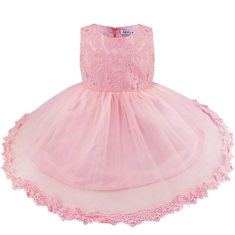 6 Colors Toddler Baby Girls Lace Ball Gown Dress Newborn Infant 1 Year 1ST Birthday Baptism Dress Baby Girl Chirstening Dress