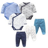 6 PCS /Lot Baby Boys Girls Clothes Newborn Toddler Infant Spring Autumn Cotton Baby Bodysuits+ Baby Pants Baby Clothing Sets