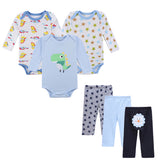 6 PCS /Lot Baby Boy Clothes NewBorn Toddler Infant 0-12 Autumn/Spring Baby Rompers+ Baby Pants Baby Clothing Sets