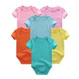 6 PCS/lot  born baby bodysuits short sleevele baby clothes O-neck 0-12M baby Jumpsuit 100%Cotton baby clothing Infant sets