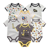 6PCS Brand Baby Bodysuits Cotton Baby Girls Boy Clothing Short Sleeves O-Neck Newborn Baby Clothes Summer Baby Dresse