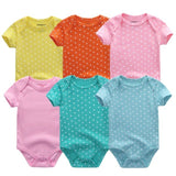 6PCS Brand Baby Bodysuits Cotton Baby Girls Boy Clothing Short Sleeves O-Neck Newborn Baby Clothes Summer Baby Dresse