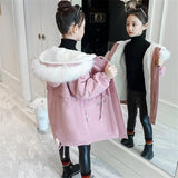 7 8 10 14 Years Winter Autumn Kids Jacket for Girls Warm Fur Hooded Thick Coat Girls Child Long Outerwear Girl Clothes