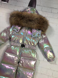 70cm-150cm Raccoon fur Outdoor   winter down jacket child down coat overall children snowsuit girl outerwear suit jumpsuits