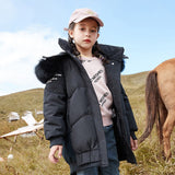 8 10 years Girls Winter Brand Thicken Down Jackets Big Real Fur Hoodies Quality Warm Outfit 3QR