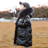 8 10 years Girls Winter Down Jackets White Fur Collar Glossy Long Parkas for Teen Girls   New
