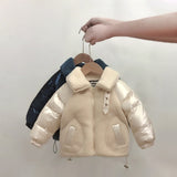 80-130 Cm Winter Girls Boys Thick Warm Parkas Baby Kids Children Fleece Coat Jacket Outerwear
