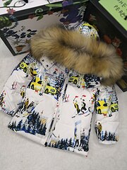 80cm -140cm   Winter Jacket Children down jackets & PANT duck down Fur hooded girl snowsuit boy Suit set outerwear ski suit
