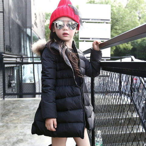 90% White Duck Down Coat   Girls Long Down Coats Children Tops Baby Apparel Outwear Kids Winter Slim Jacket for Girls
