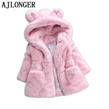 AJLONGER Kids Baby Girls Autumn Winter Faux Fur Coat Girl Jacket Thick Warm Outwear Children Clothing