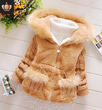 AJLONGER Winter Baby Girls Clothes Faux Fur Fleece Coat Pageant Warm Jacket Xmas Snowsuit 1-4Y Baby Hooded Jacket Outerwear