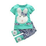 Toddler Baby Girls Short Sleeve T-Shirt Tops +Pants Bunny Outfit Set Clothes Sleeve Cute Suit Jan10