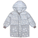 Abrigo de invierno con chaqueta acolchada para niñas, Parka con estampado de mariposa reflectante a la moda, prendas de vestir cálidas de algodón, 4-13 años,