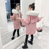 Age For 6 8 10 12 13 Yrs Keep Warm Autumn Winter Jacket For Girls Plush Thick Parkas Kids Outerwear Teenager Mid-length Coat