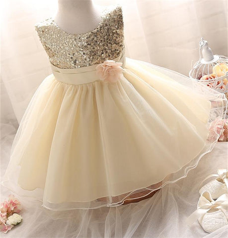 Sequins Ball Gown Newborn Toddler Girl Baptism Dress 1 Year Birthday Party Infant Baby Girl Clothes Costume Vestidos