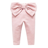 Autumn Baby Girl Pants Princess Back Big Bow Infant Pants Soft Cotton Baby Clothing Pink White Black Leggings Trousers