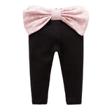 Autumn Baby Girl Pants Princess Back Big Bow Infant Pants Soft Cotton Baby Clothing Pink White Black Leggings Trousers