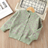 Autumn Baby Girls Coat Cardigan Leopard Cute Knit Clothes Children Kids Cotton Jacket Knitting Sweater Clothing For Girl
