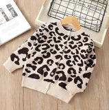 Autumn Baby Girls Coat Cardigan Leopard Cute Knit Clothes Children Kids Cotton Jacket Knitting Sweater Clothing For Girl