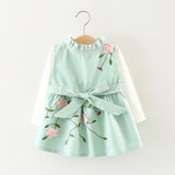 Autumn Baby Girls Cotton Long Sleeve T-shirt Tops + Floral Bow Cute Sundress Kids Infant 2Pcs Dresses vestidos roupas de bebe