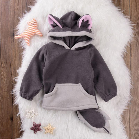 Autumn Cute Baby Kids Toddlers small Fox Tops Clothes Hoodie Fleece Coat with Tail