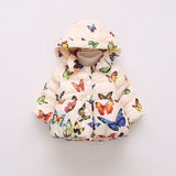 Autumn/Winter Children'S Coats Kids Baby Girls Parkas Outwear Infant Cotton Clothing Butterfly Print Child Jacket warm