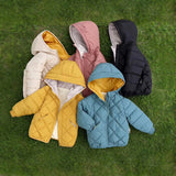 Autumn Winter Coat   Children's Cotton-padded Clothes Unisex Kids Hooded Parka Solid Down Jacket 3-7Y