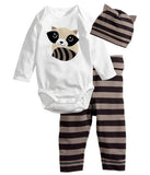 Autumn Winter Cute Newborn Baby Boys Girls Clothes Cotton Tops Long Sleeve Romper Pants H Outfits Set 3pcs Baby Clothing Set