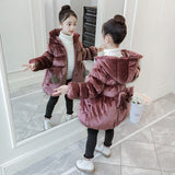 Autumn Winter Kids Princess Flannel Jacket For Girls Hooded Warm Outerwear Korean Teen Clothes Child Coat With Hoodies Age 4-13Y