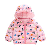 Autumn Winter Toddler Baby Kids Mickey Mouse Graffiti Jacket Outerwear Infant Boys Girls Hooded Down Wadded Jackets Warm Clothes