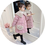 Autumn Winter Warm Plus Thick Coat Children Outerwear Fur Turn-down Collar Parkas Baby Girls Outerwear Kids Girls Clothes