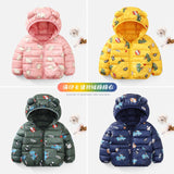 Autumn and winter   children's light down cotton padded jacket men's and women's cartoon cotton padded jacket shortHooded