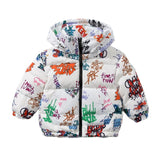 Autumn and winter children's 90% White duck down jacket letters graffiti down jacket tide boys tops Girl Kids down jackets