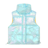Autumn and winter children's colorful bright face bread coat boy and girl baby waterproof bright face down cotton vest coat