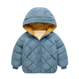 Autumn winter children cotton-padded clothes baby boys girls plus velvet thick hooded jacket Korean short down padded jacket