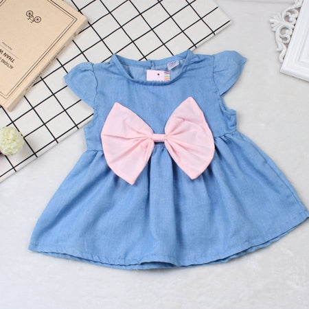Baby Girls Dress Summer Clothes Cotton Bowknot Fashion Cute Mini Denim Infant Newborn Girls Dresses